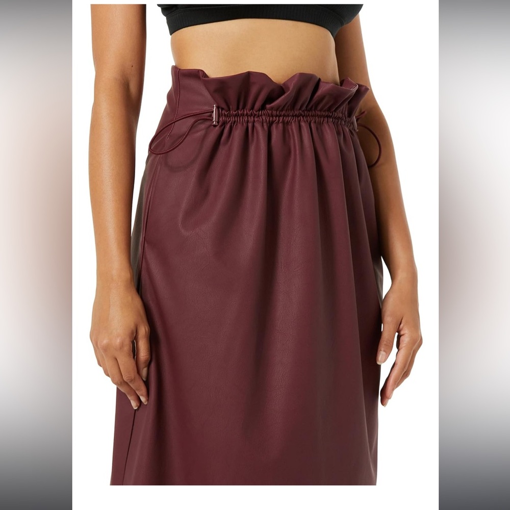 TEREA Women's Liv Vegan Leather Maxi Skirt XL Dark Cherry - Picture 3 of 7
